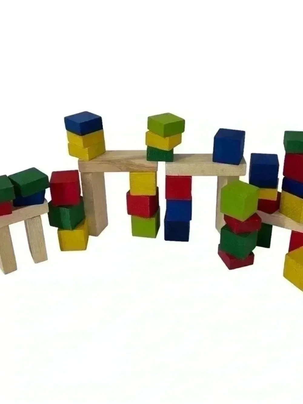 WOODEN BUILDING BLOCK HAND PAINTED NON TOXIC PAINT HANDMADE MULTI COLORED TOY